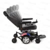 A wheelchair with an american flag on the back.