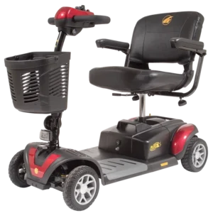 A picture of a scooter with the seat up.